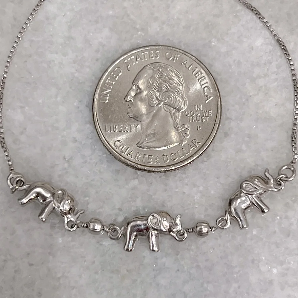 Sterling Silver Elephant BOLO  Bracelet